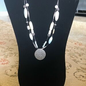 Elegant Silver and White Pendant Necklace